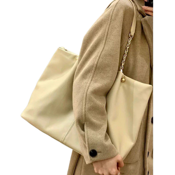 Τσάντα Tote από Corduroy με επένδυση PU, μαλακή κατασκευή, κλείσιμο με μαγνητικό κούμπωμα