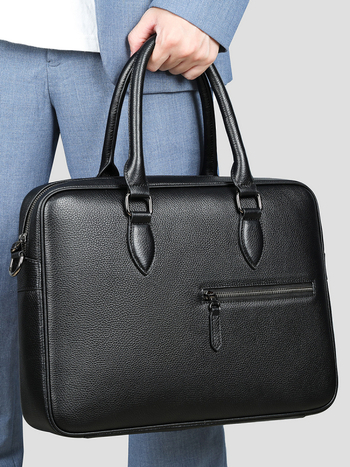 Vyrinė odinė verslo rankinės Maltette – pirmojo sluoksnio karvės odos, vientisa spalva, patvari konstrukcija ir poliesterio-kokvilinės pamušalas