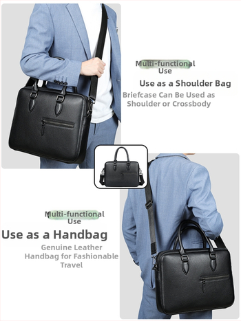 Vyrinė odinė verslo rankinės Maltette – pirmojo sluoksnio karvės odos, vientisa spalva, patvari konstrukcija ir poliesterio-kokvilinės pamušalas