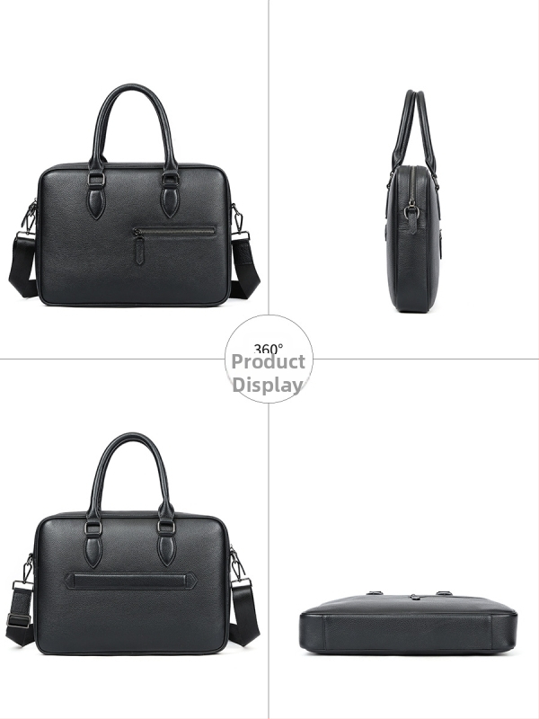 Мъжка делова кожена чанта Maltette – кожа от първи слой телешка кожа, едноцветна, износоустойчива конструкция, подплата полиестерно‑памучна