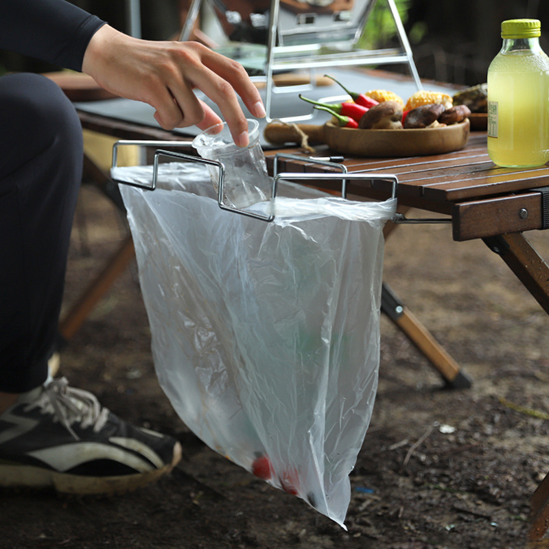 Hike Mount Nerūsējošā tērauda atkritumu maisu pakaramā, saliekams galda stiprinājums kempingam