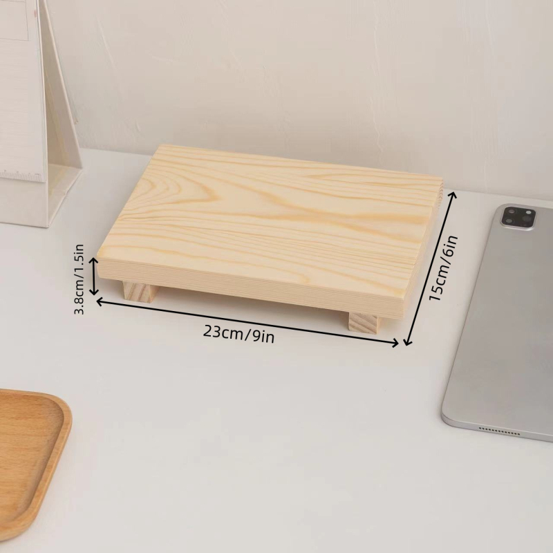 Suport de birou din lemn pentru figuri și parfum, multifuncțional, portabil, fără montaj; Material: lemn/bambus; un nivel unic de depozitare pe birou