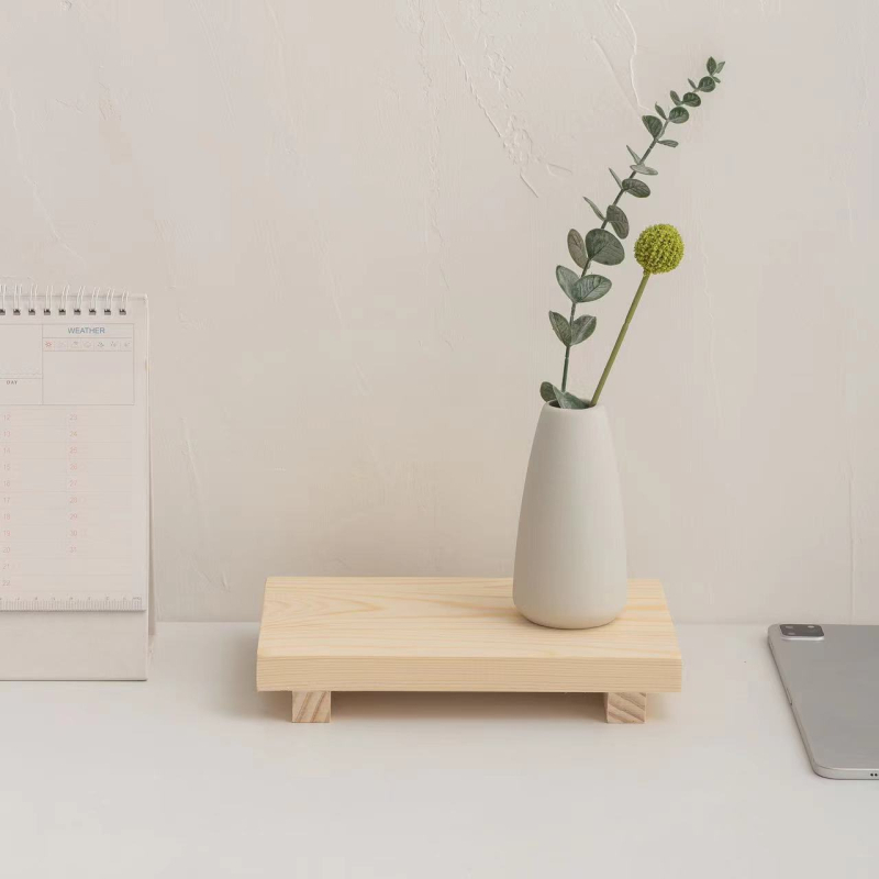 Suport de birou din lemn pentru figuri și parfum, multifuncțional, portabil, fără montaj; Material: lemn/bambus; un nivel unic de depozitare pe birou