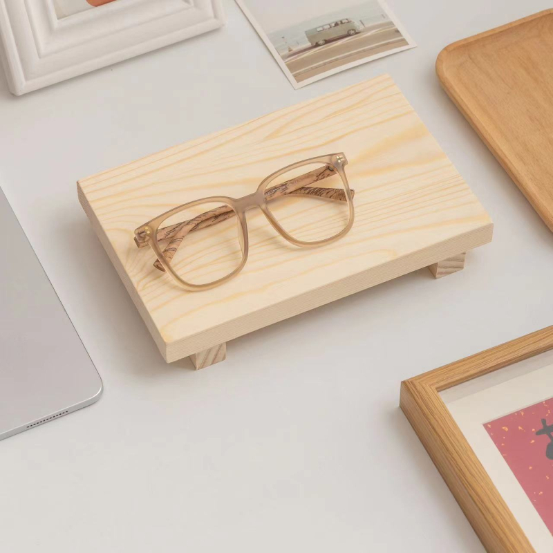 Suport de birou din lemn pentru figuri și parfum, multifuncțional, portabil, fără montaj; Material: lemn/bambus; un nivel unic de depozitare pe birou