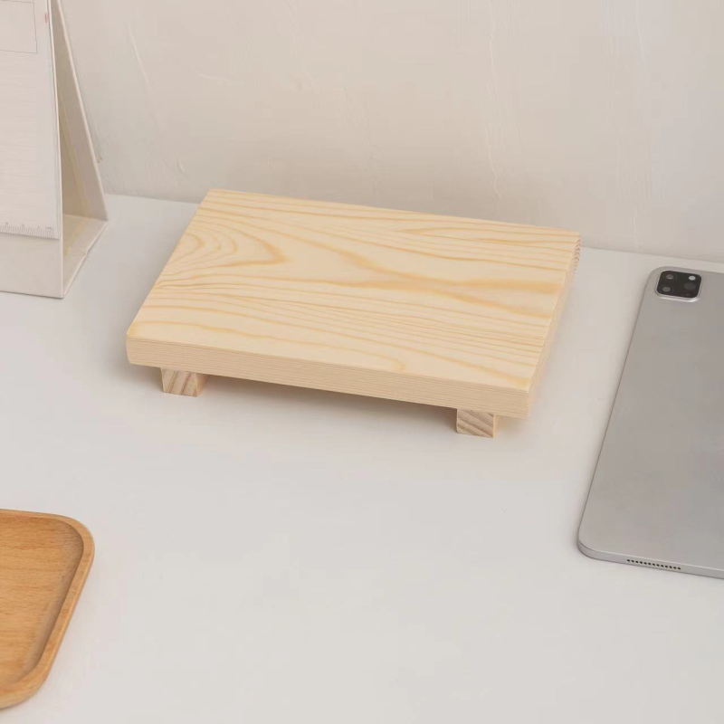 Suport de birou din lemn pentru figuri și parfum, multifuncțional, portabil, fără montaj; Material: lemn/bambus; un nivel unic de depozitare pe birou