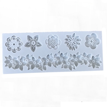 Σιλικονούχα φόρμα για κέικ με ακανόνιστο σχέδιο στεφάνης από πέντε φύλλα λουλουδιών, για διακοσμήσεις fondant και σοκολάτας