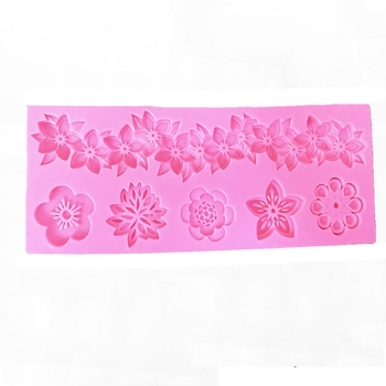 Σιλικονούχα φόρμα για κέικ με ακανόνιστο σχέδιο στεφάνης από πέντε φύλλα λουλουδιών, για διακοσμήσεις fondant και σοκολάτας