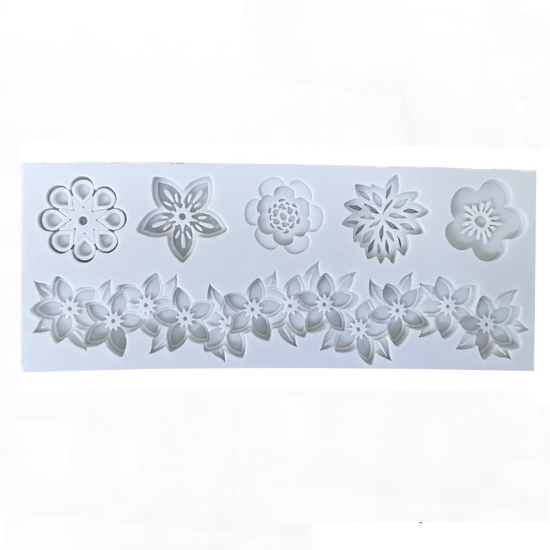 Силиконова формичка за торти с неравномерен дизайн: венец от петлистни цветя за фондан и шоколадови декорации