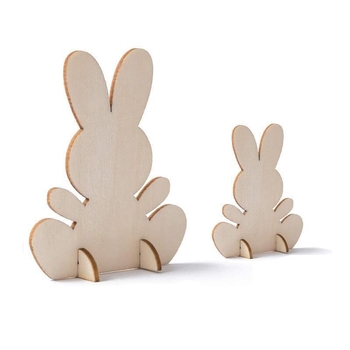 3D medinė Velykų kiškio dekoracija, poplar mediena, DIY nepabaigta lazerinė graviravimas