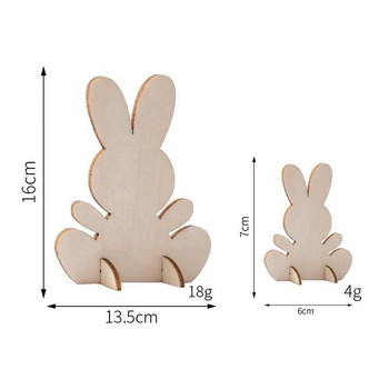 3D medinė Velykų kiškio dekoracija, poplar mediena, DIY nepabaigta lazerinė graviravimas