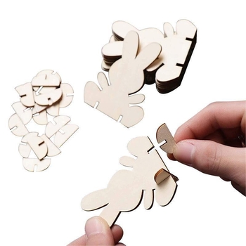 3D medinė Velykų kiškio dekoracija, poplar mediena, DIY nepabaigta lazerinė graviravimas