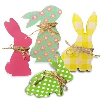 3D medinė Velykų kiškio dekoracija, poplar mediena, DIY nepabaigta lazerinė graviravimas