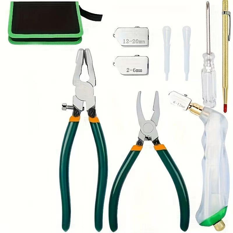 Stiklo plytelių pjaustymo rinkinys su pieštukų peiliu, stiklo pjaustymo replėmis ir stiklo pjaustymo replėmis — Geležis; Struktūra: Mygtukai; Pritaikymas: Kita; Žymė: King`s hardware