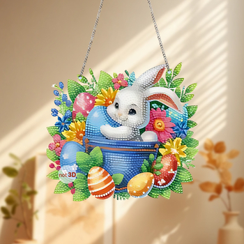 Ακρυλική κρεμάστρα διακόσμηση Πάσχα με κουνελάκι και αυγό — Καρτούν στυλ, Εκτύπωση, Φρέσκο και γλυκό σχέδιο, Μοτίβο: αρκούδα / μικρός γουρουνάκι / μικρά ζώα, Χειμώνας 2024