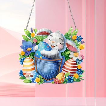 Ακρυλική κρεμάστρα διακόσμηση Πάσχα με κουνελάκι και αυγό — Καρτούν στυλ, Εκτύπωση, Φρέσκο και γλυκό σχέδιο, Μοτίβο: αρκούδα / μικρός γουρουνάκι / μικρά ζώα, Χειμώνας 2024