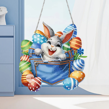 Ακρυλική κρεμάστρα διακόσμηση Πάσχα με κουνελάκι και αυγό — Καρτούν στυλ, Εκτύπωση, Φρέσκο και γλυκό σχέδιο, Μοτίβο: αρκούδα / μικρός γουρουνάκι / μικρά ζώα, Χειμώνας 2024