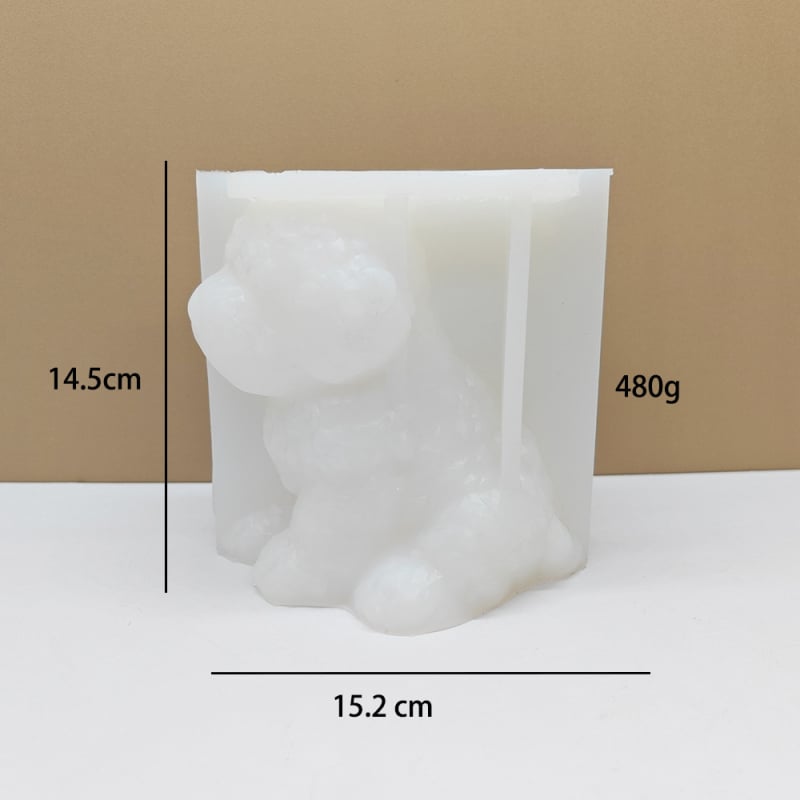 Силиконова форма за свещи с форма на теди куче – подходяща за свещи, сапун и гипс; опаковка: opp торбичка