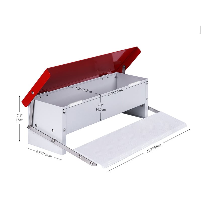 Rozsdamentes acélból készült pedálos baromfi etető – automatikus etetés, rágcsáló-ellenes, csirkék, libák és kacsák számára