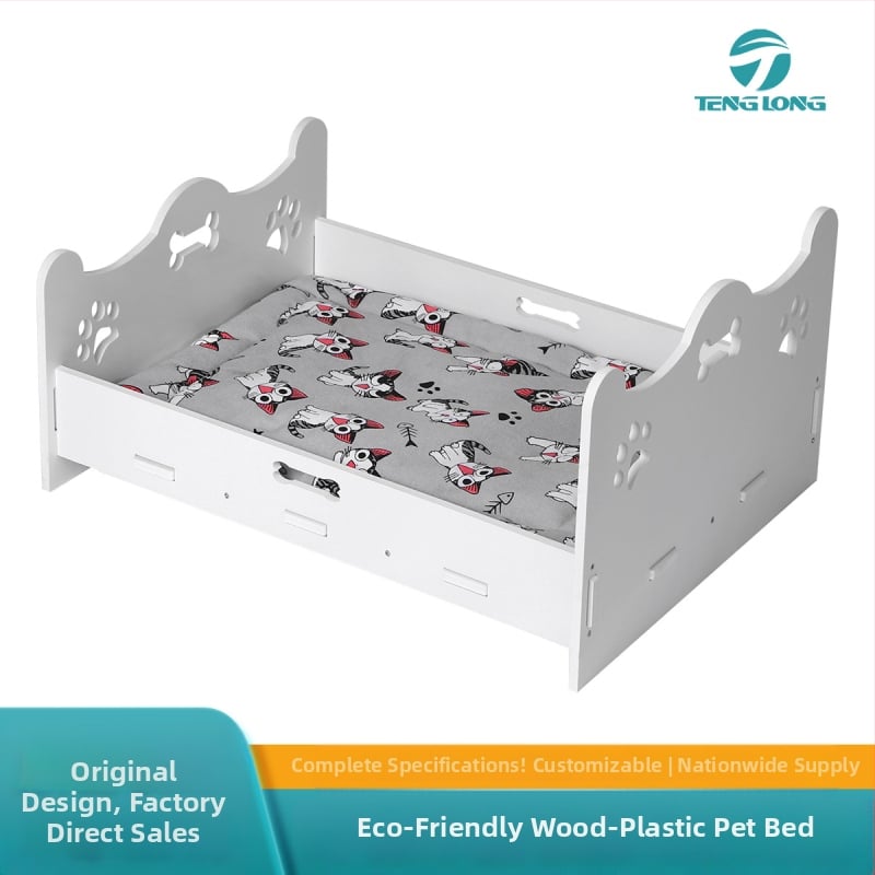 Pakeltas medinis katės lizdas – drėgmei atsparus ir atsparus vandeniui guolis augintiniams