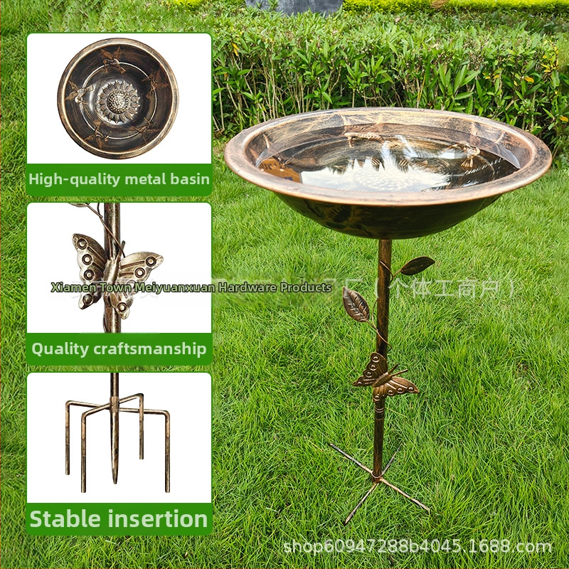 Железна градинска хранилка за птици и птична баня - винтидж американски стил, комплект от 4 части