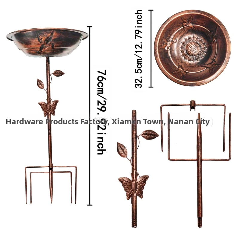 Geležinė sodo lesyklėlė ir paukščių vonelė - Vintage Amerikos stilius, 4 dalių komplektas