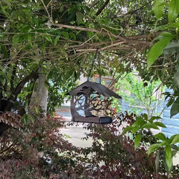 Hrănitoare pentru păsări din metal, pentru exterior, pentru balcon și grădină — design modern minimalist, gata de cadou