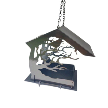 Κρεμαστή μεταλλική ταΐστρα για πουλιά, εξωτερική χρήση, για μπαλκόνι και κήπο — μοντέρνος μινιμαλιστικός σχεδιασμός, έτοιμο δώρο