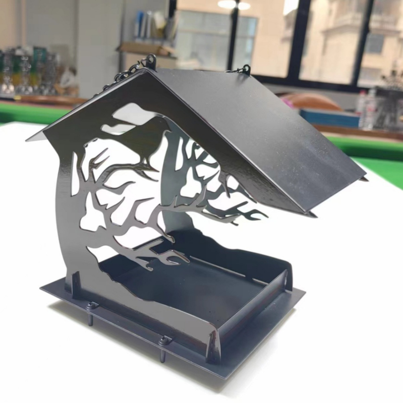 Hrănitoare pentru păsări din metal, pentru exterior, pentru balcon și grădină — design modern minimalist, gata de cadou