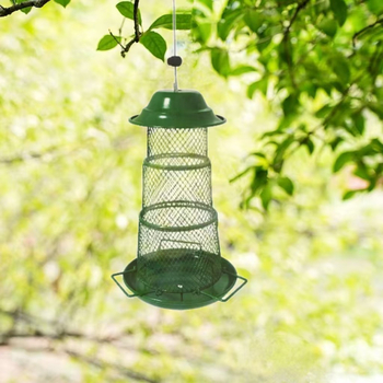 Μεταλλικός τροφοδότης πουλιών με κρεμαστό, αναδιπλούμενο σχεδιασμό, μοντέρνο μινιμαλιστικό στυλ, κατάλληλος για κήπο, πλατεία και άλλους υπαίθριους χώρους