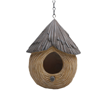 Къща за птици от смола – външна градинска декорация, пасторален стил, скулптурен процес (Марка: Zhuo Hua; Материал: Смола; Стил: Пасторален; Процес: Скулптура)