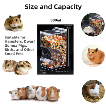 Akrilinė automatinė šėrimo sistema mažiems augintiniams – įtvirtinama narve, tinkama mažiems augintiniams