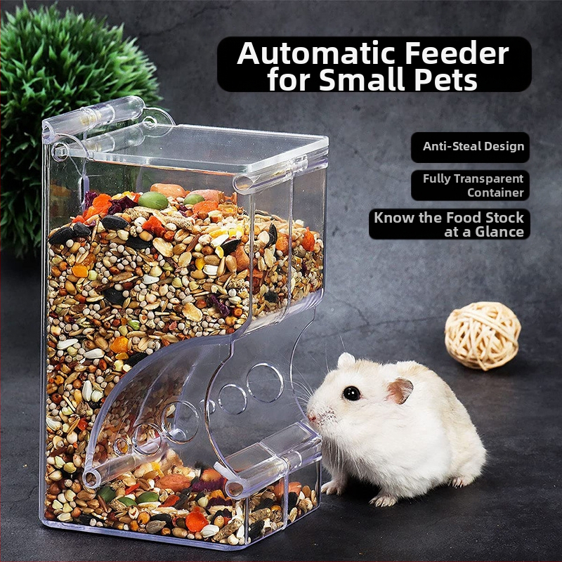 Автоматична хранилка за малки животни от акрил – закрепва се към клетка, подходяща за малки домашни любимци