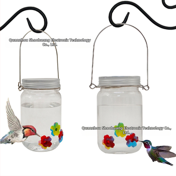 Kolibrių vandens tiekėjas su skaidriu puodeliu, Mason jar stilius, lauko naudojimui, mygtuko valdymas, IP44