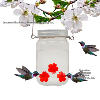 Kolibrių vandens tiekėjas su skaidriu puodeliu, Mason jar stilius, lauko naudojimui, mygtuko valdymas, IP44