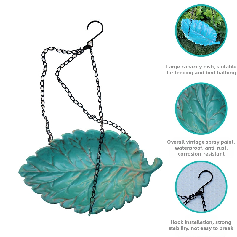 Lijin висящ метален съд за птици и водопой за външна градина