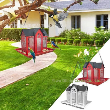 Geometrical metal bird feeder for outdoor hanging in the garden, kolibri and squirrel feeder