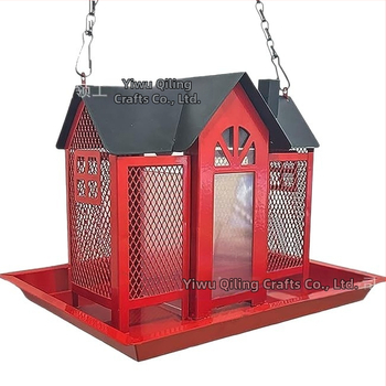 Geometrical metal bird feeder for outdoor hanging in the garden, kolibri and squirrel feeder