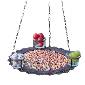 Metalinė lesyklėlė paukščiams - kabinama lauke