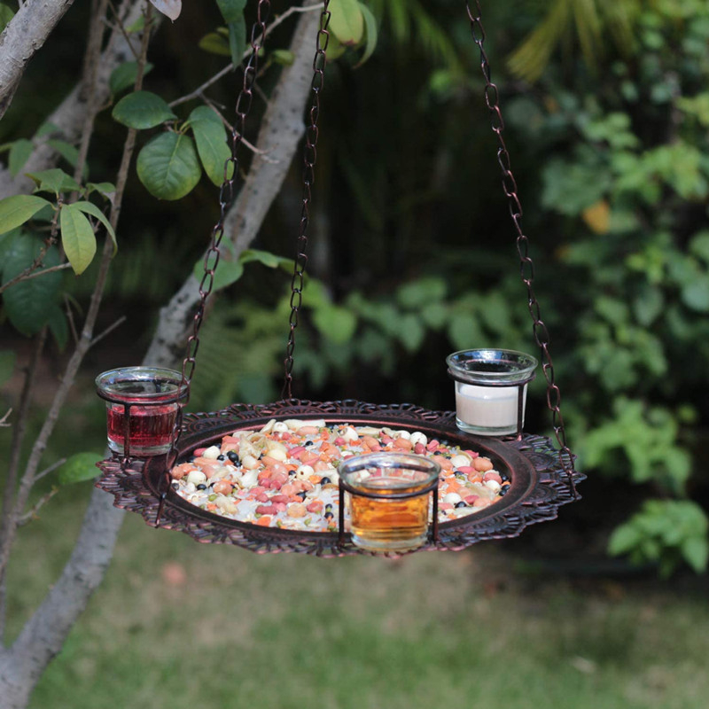 Metalinė lesyklėlė paukščiams - kabinama lauke