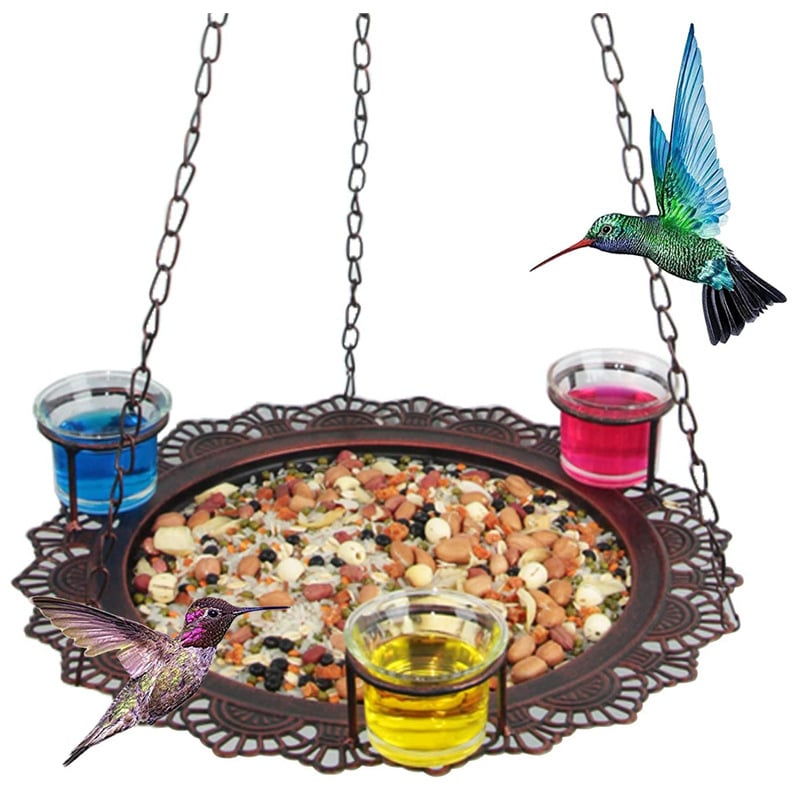 Metalinė lesyklėlė paukščiams - kabinama lauke