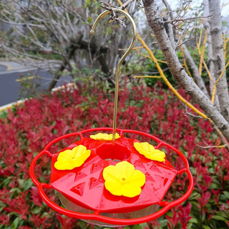 Aštuonkampė kolibrių vandens šėrimo kanalas su kabamu gėlių vamzdelio dizainu; Medžiaga: Kita; Kilmė: Hebei; Skirta paukščiams.