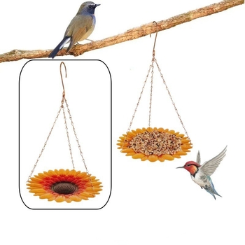 Geležinė sodo kabinamoji lesyklėlė paukščiams su saulėgrąžų plokštele; Prekės ženklas: Sincerity craftsmanship; Medžiaga: Geležis; Dėžėse: 56 vienetai