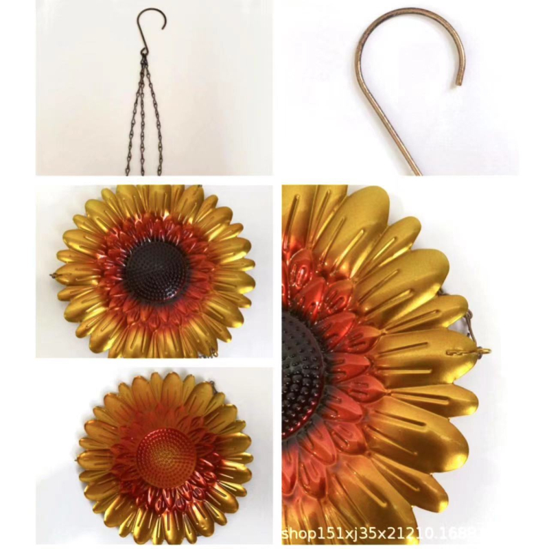 Geležinė sodo kabinamoji lesyklėlė paukščiams su saulėgrąžų plokštele; Prekės ženklas: Sincerity craftsmanship; Medžiaga: Geležis; Dėžėse: 56 vienetai