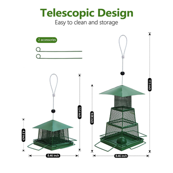 Αναδιπλούμενος μεταλλικός τροφοδότης άγριων πουλιών για εξωτερική χρήση με 4 θύρες τροφοδοσίας