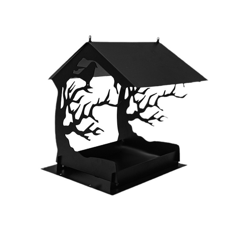 Hrănitoare pentru păsări de grădină – suport suspendat din metal, cu design geometric, rezistent la rozătoare