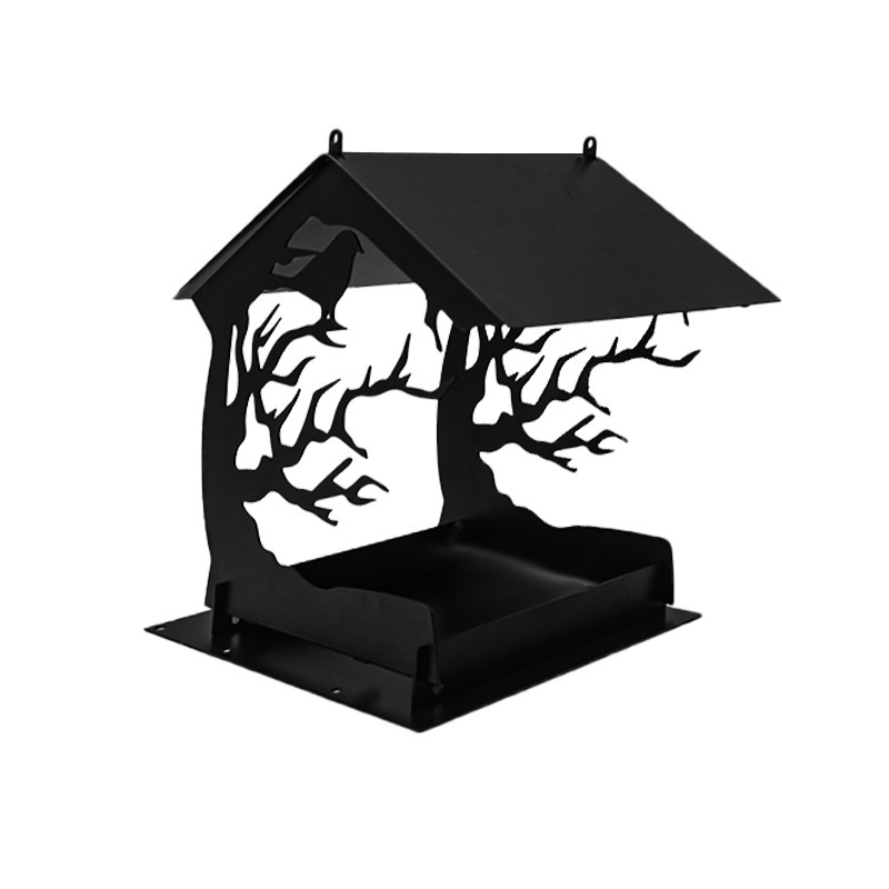 Hrănitoare pentru păsări de grădină – suport suspendat din metal, cu design geometric, rezistent la rozătoare