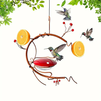 Τροφοδότης για κολλίβρι, κρεμαστός, για εξωτερική χρήση, χωρίς διαρροές, γυάλινο κάτω μέρος, σιδερένιος