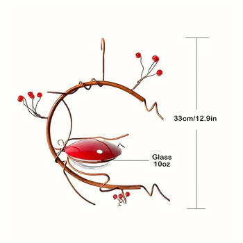 Τροφοδότης για κολλίβρι, κρεμαστός, για εξωτερική χρήση, χωρίς διαρροές, γυάλινο κάτω μέρος, σιδερένιος