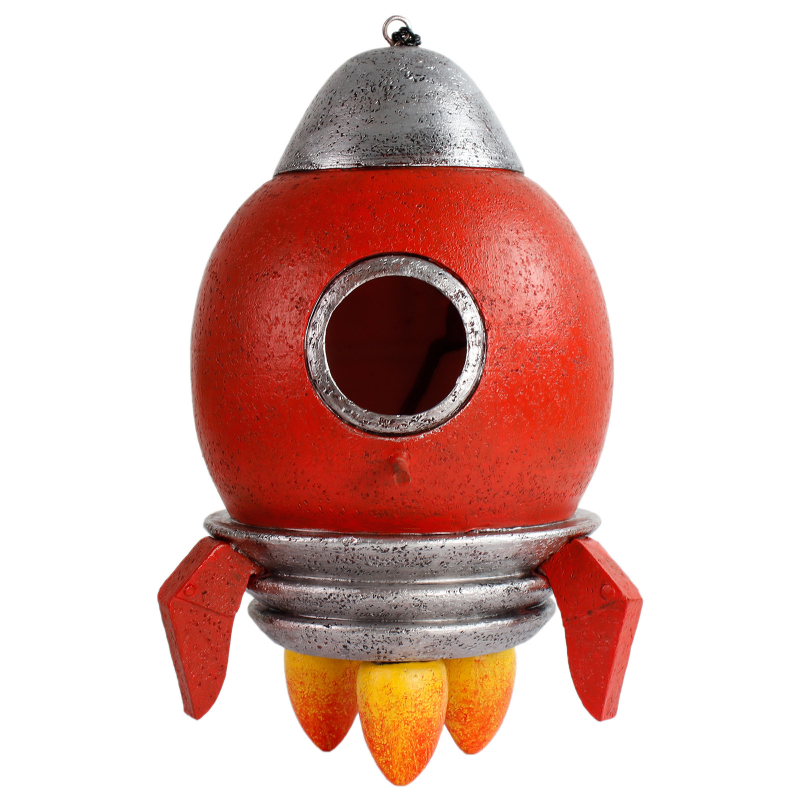 Lėktuvo formos paukščių namelis ir lesyklėlė, iš dervos skulptūra lauko kiemui