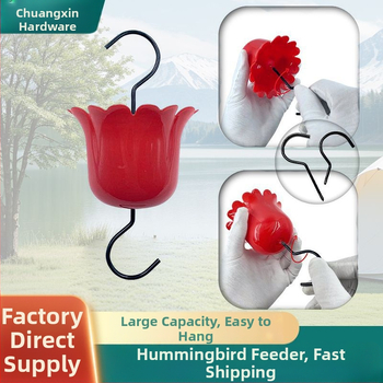 Plastikinis pakabinamas kolibrių lesyklėlė su didele vandens talpa, dvigubo kabliuko dizainas